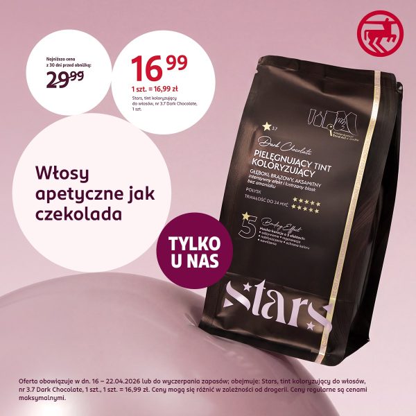 Grafika promocyjna prezentująca wybrany hit kosmetyczny dostępny tylko w drogeriach Rossmann.