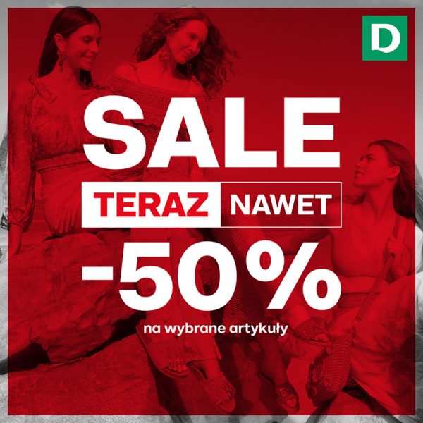 Wyprzedaż w deichmann. Grafika promocyjna z napisami.