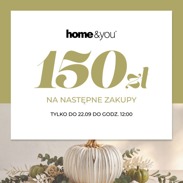 Grafika promocyjna marki homeyou. Bon na 150 zł na następne zakupy.