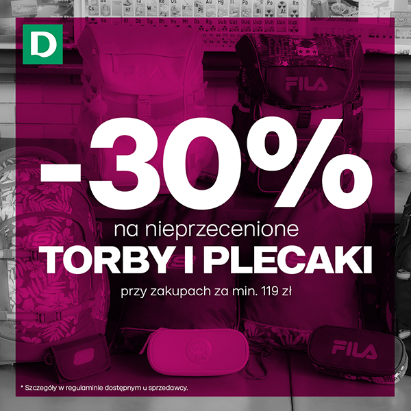 Grafika promocyjna marki DEICHMANN. -30% na torby i plecaki.